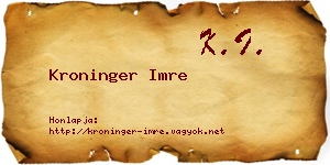 Kroninger Imre névjegykártya